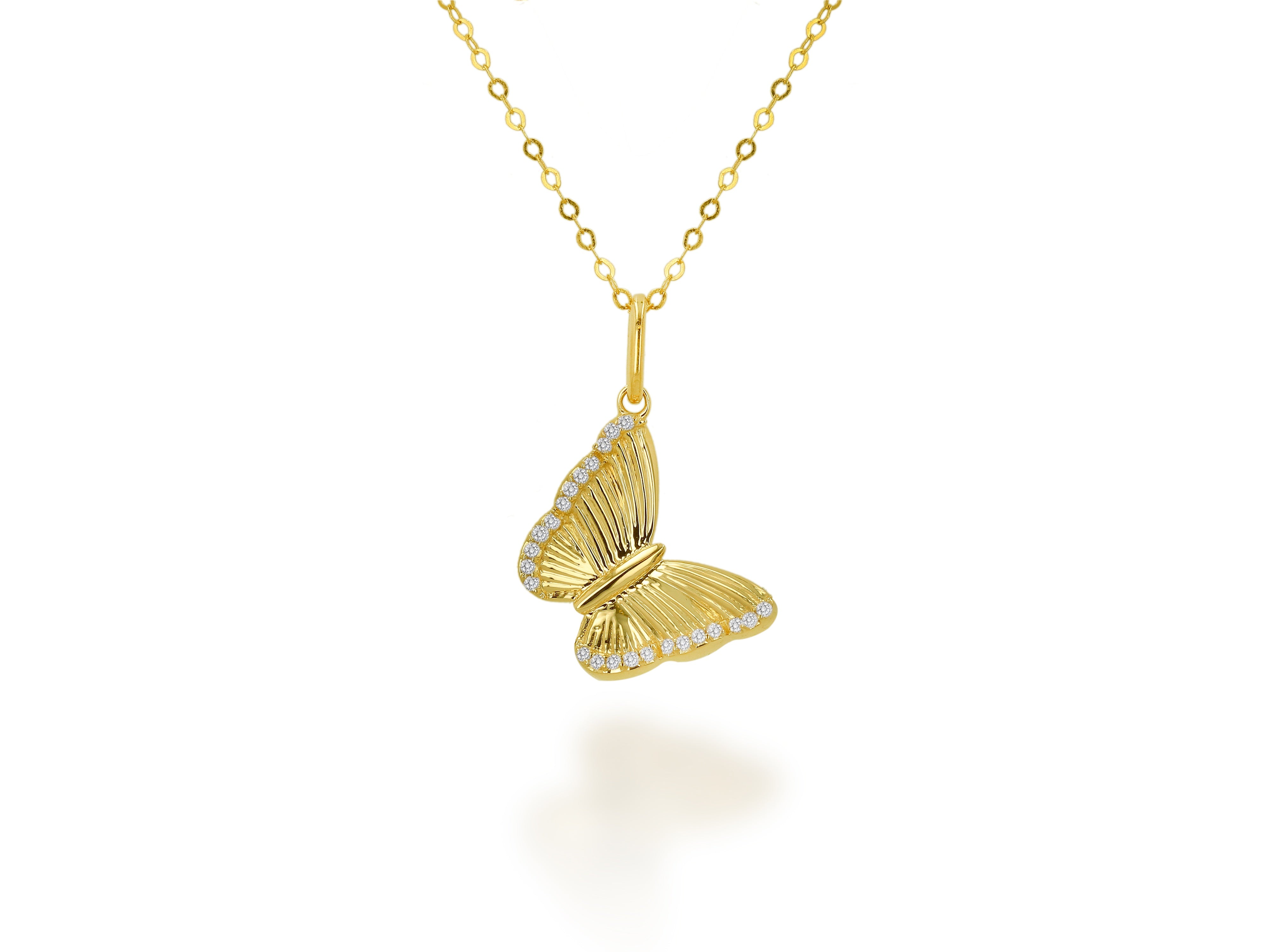 Diamond Fluted Butterfly Charm