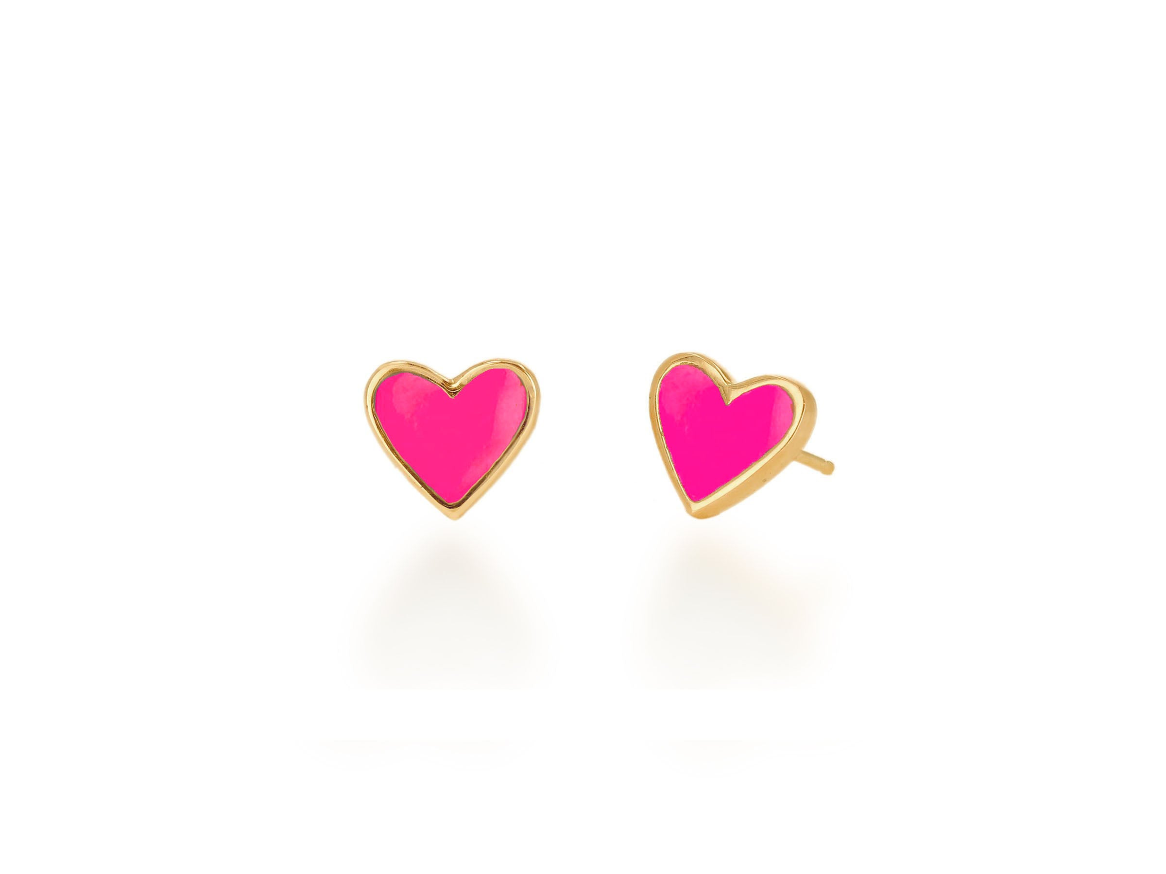 Mini Enamel Heart Stud Earrings